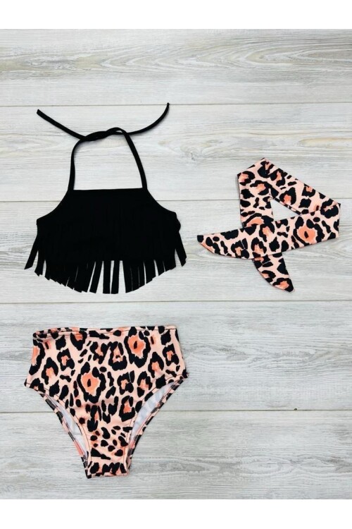 Kız Çocuk 3lü Mayo Takımı (Alt+Üst+Bandana) 2-8 Yaş 019