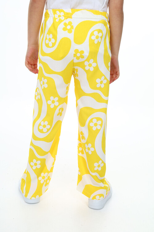 Kız Çocuk Çiçek Desenli Geniş Paçalı Alt 6-13 Yaş 9378-1