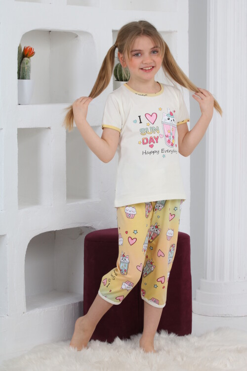 Kız Çocuk Kaprili-Baskılı Pijama Takımı 3-11 Yaş 6083-84
