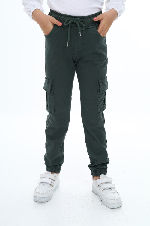 Kız Çocuk Kargo Cepli Gabardin Jogger Pantolon 5-12 Yaş Lx512