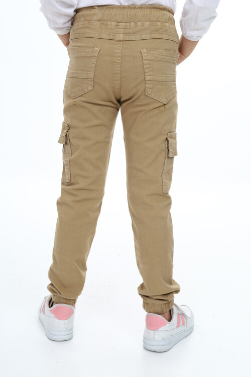 Kız Çocuk Kargo Cepli Gabardin Jogger Pantolon 5-12 Yaş Lx512
