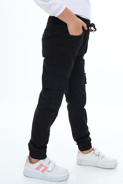 Kız Çocuk Kargo Cepli Gabardin Jogger Pantolon 5-12 Yaş Lx512