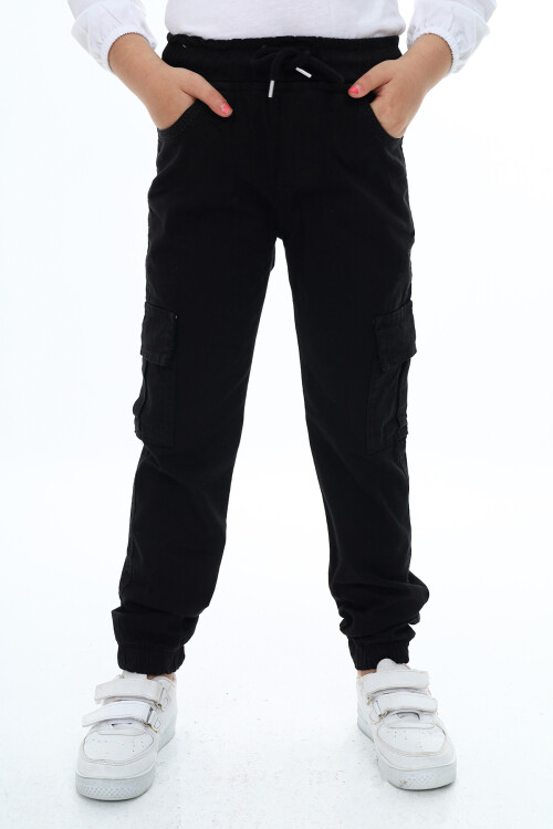 Kız Çocuk Kargo Cepli Gabardin Jogger Pantolon 5-12 Yaş Lx512
