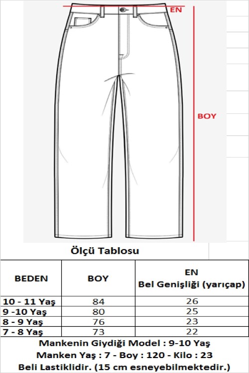 Kız Çocuk Kargo Cepli Gabardin Jogger Pantolon 5-12 Yaş Lx512