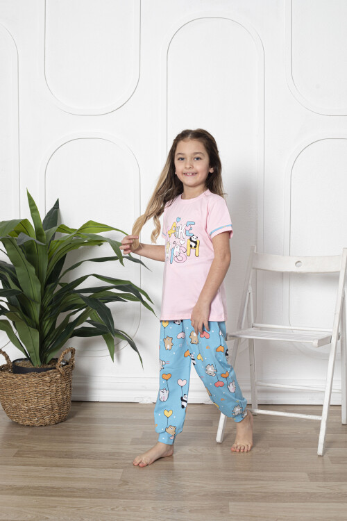 Kız Çocuk Make Wish Pandacık Baskılı Pijama Takımı 11-15 Yaş 6080