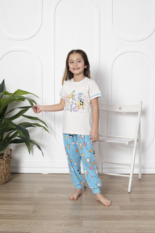 Kız Çocuk Make Wish Pandacık Baskılı Pijama Takımı 11-15 Yaş 6080