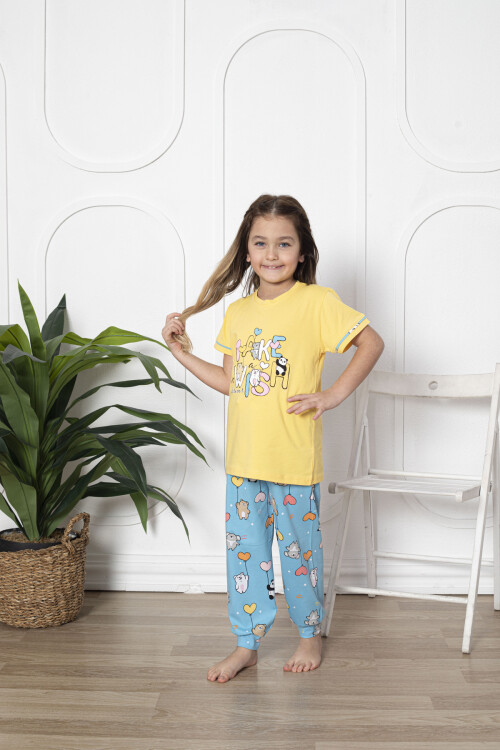 Kız Çocuk Make Wish Pandacık Baskılı Pijama Takımı 11-15 Yaş 6080
