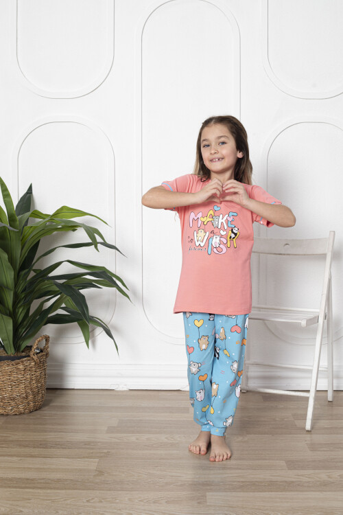 Kız Çocuk Make Wish Pandacık Baskılı Pijama Takımı 11-15 Yaş 6080