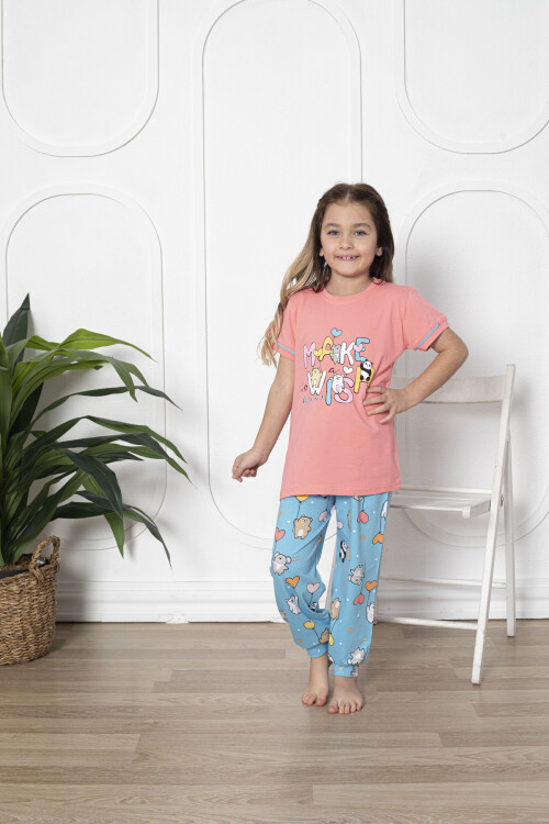 Kız Çocuk Make Wish Pandacık Baskılı Pijama Takımı 11-15 Yaş 6080