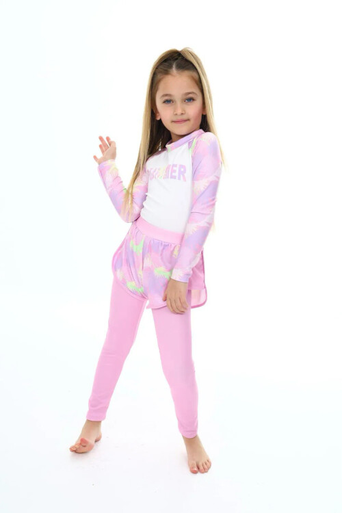 Kız Çocuk Uzun Kollu ve Altlı Mayo Takımı  7-16 Yaş 006