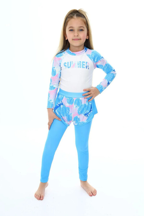 Kız Çocuk Uzun Kollu ve Altlı Mayo Takımı  7-16 Yaş 006