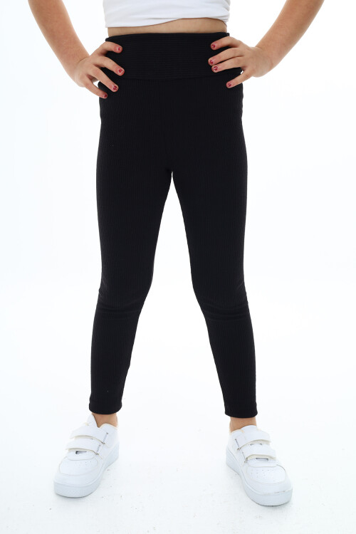 Kız Çocuk Yüksek Bel Fitilli Tayt 6-13 Yaş 9350