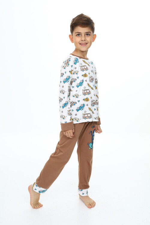 Erkek Çocuk Araba Baskılı Pijama Takımı 3-11 Yaş 0160