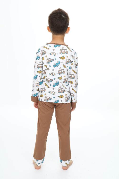 Erkek Çocuk Araba Baskılı Pijama Takımı 3-11 Yaş 0160