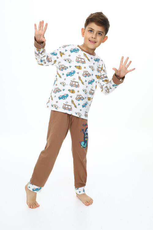 Erkek Çocuk Araba Baskılı Pijama Takımı 3-11 Yaş 0160
