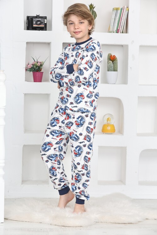 Erkek Çocuk Yarış Arabası Baskılı Pijama Takımı 1-11 Yaş 4924-26