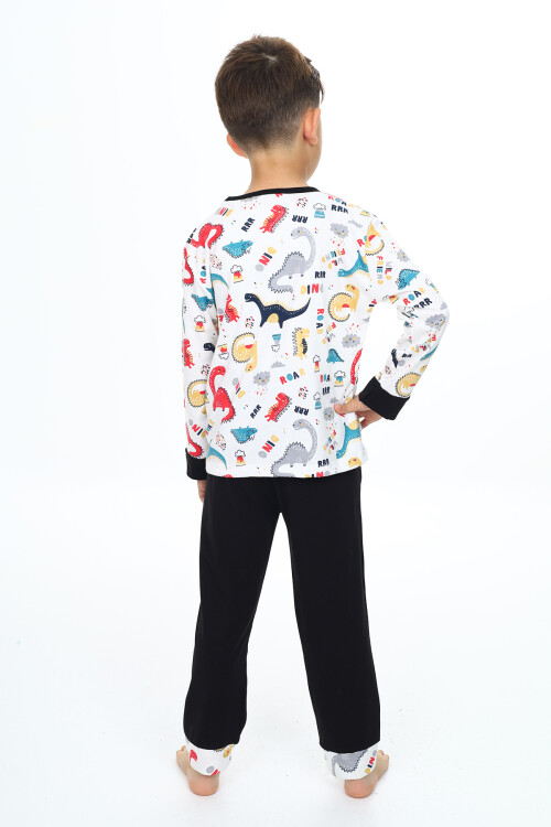 Erkek Çocuk Dinazor Baskılı Pijama Takımı 3-11 Yaş 0161