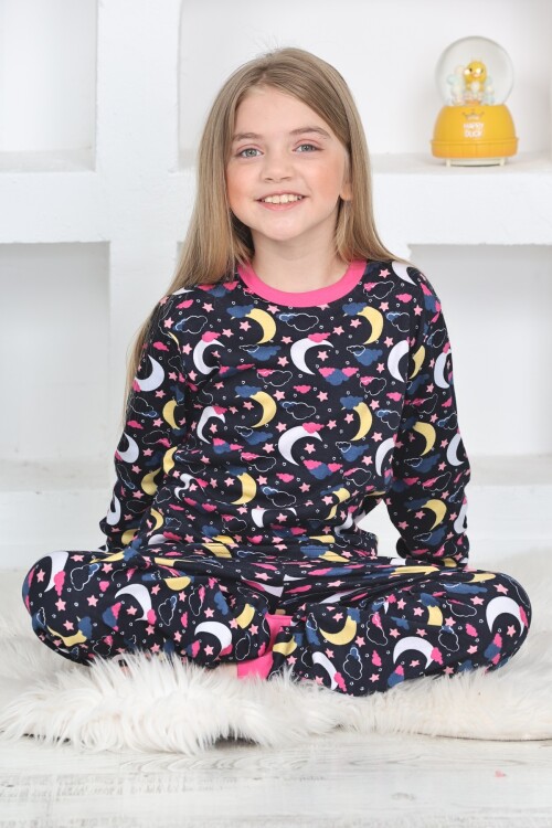 Kız Çocuk Gece Temalı Pijama Takımı 1-11 Yaş 4924-26