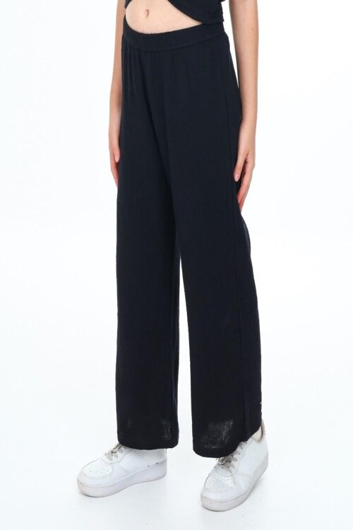 Kız Çocuk Geniş Paçalı Muslin Pamuk Pantolon 0210