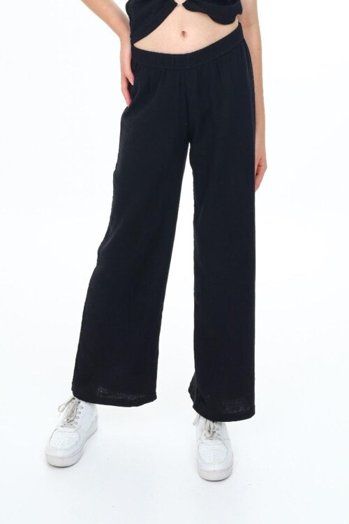 Kız Çocuk Geniş Paçalı Muslin Pamuk Pantolon 0210