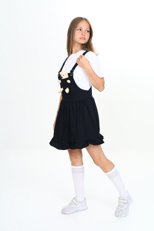 Kız Çocuk Jean Salopet Elbise - Peluş Ayıcıklı- 2-13 Yaş 0133