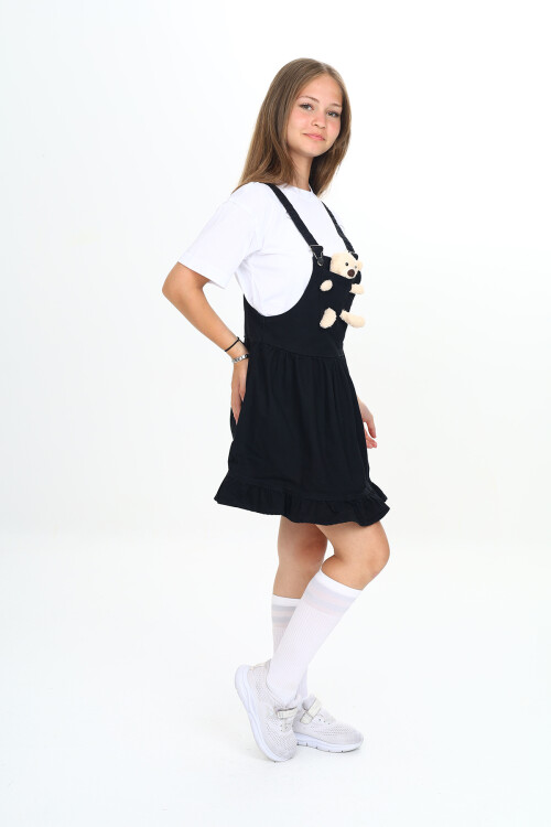 Kız Çocuk Jean Salopet Elbise - Peluş Ayıcıklı- 2-13 Yaş 0133