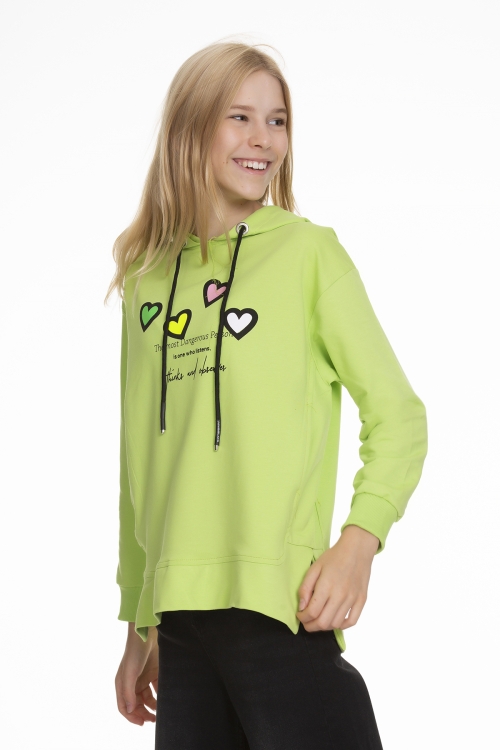 Kız Çocuk Kalp Baskılı Sweatshirt Hoodie Px161.5