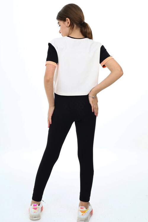 Kız Çocuk Taytlı-Crop-Bloklu-Alt-Üst Takım 9-14 Yaş 8006