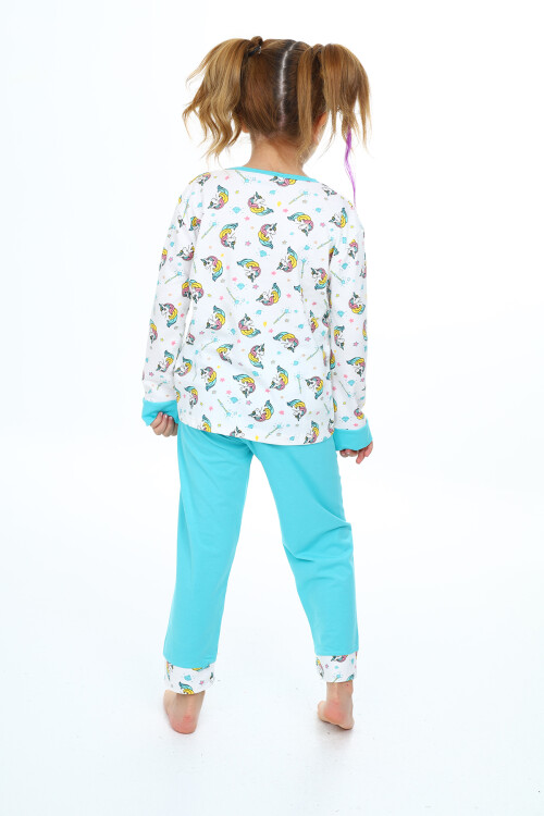 Kız Çocuk Unicorn Baskılı Pijama Takımı 3-11 Yaş 0159