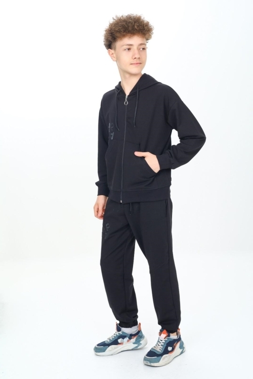 Erkek Çocuk Fermuarlı Kapüşonlu 2 İplik Eşofman Takımı px 7205