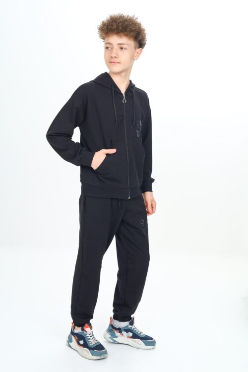 Erkek Çocuk Fermuarlı Kapüşonlu 2 İplik Eşofman Takımı px 7205