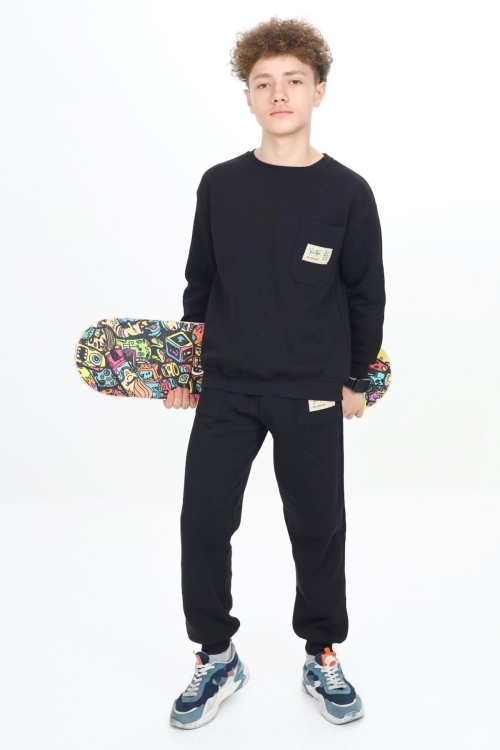 Erkek Çocuk Yaka Cepli 3 İplik Alt/Üst Takım Px 7137.1