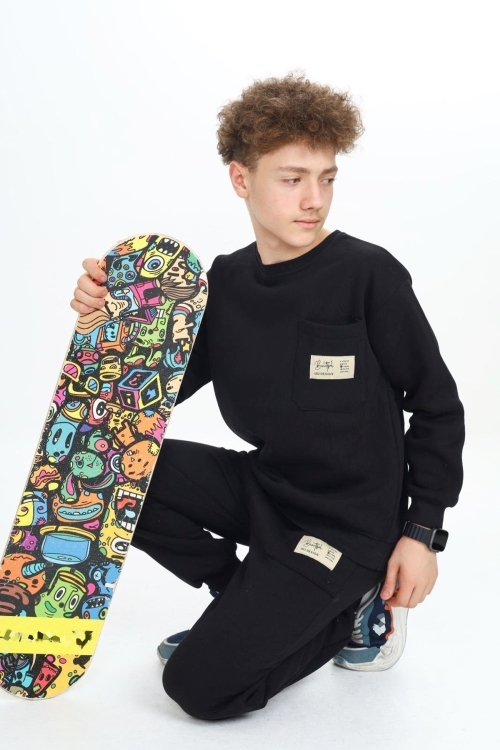 Erkek Çocuk Yaka Cepli 3 İplik Alt/Üst Takım Px 7137.1