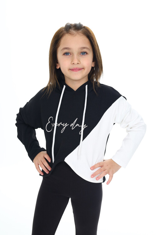 Kız Çocuk Crop Kapüşonlu Sweatshirt Px 9332.2