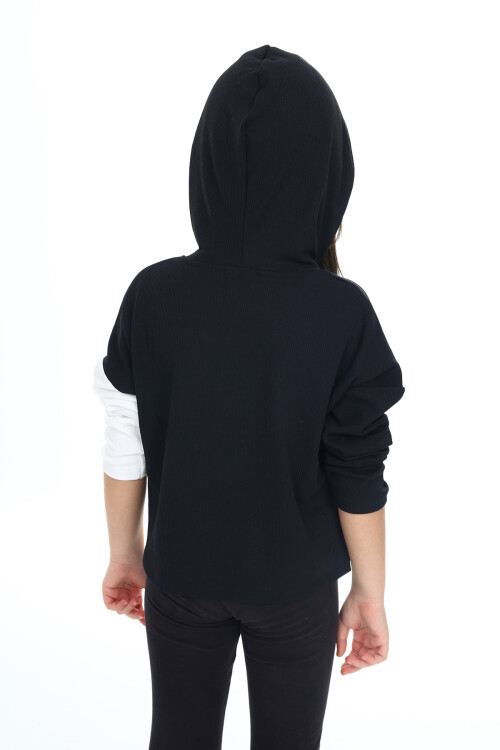 Kız Çocuk Crop Kapüşonlu Sweatshirt Px 9332.2