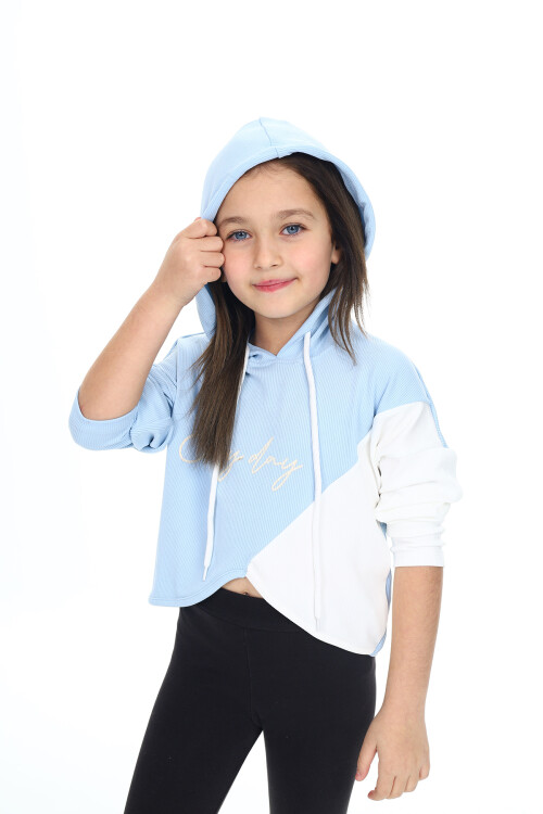 Kız Çocuk Crop Kapüşonlu Sweatshirt Px 9332.2