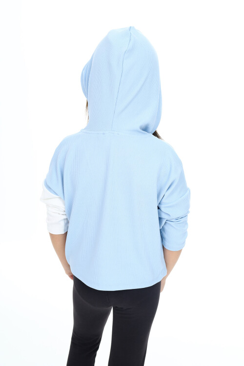 Kız Çocuk Crop Kapüşonlu Sweatshirt Px 9332.2