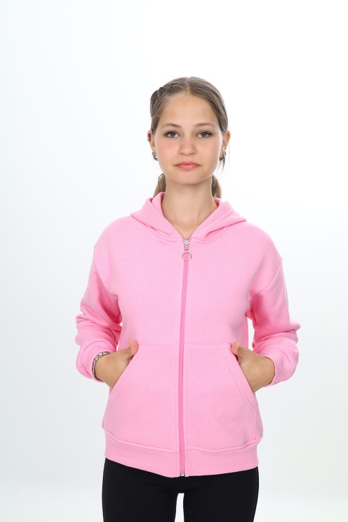 Kız Çocuk Fermuarlı Kapüşonlu Hırka wap7178.3