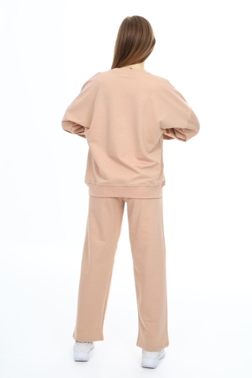 Kız Çocuk Forever Baskılı Geniş Paçalı 2 İplik Eşofman Takımı Px7122