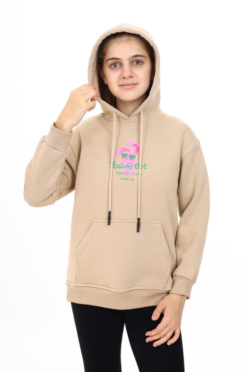 Kız Çocuk Tavşan Baskılı Kapüşonlu Sweatshirt Px872.3