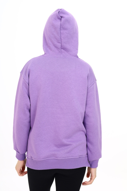 Kız Çocuk Tavşan Baskılı Kapüşonlu Sweatshirt Px872.3