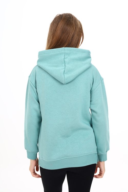 Kız Çocuk Tavşan Baskılı Kapüşonlu Sweatshirt Px872.3