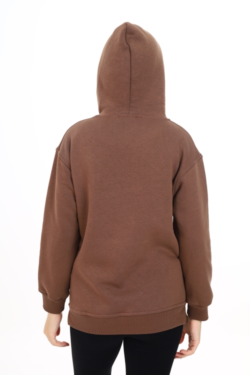Kız Çocuk Tavşan Baskılı Kapüşonlu Sweatshirt Px872.3