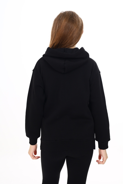 Kız Çocuk Tavşan Baskılı Kapüşonlu Sweatshirt Px872.3