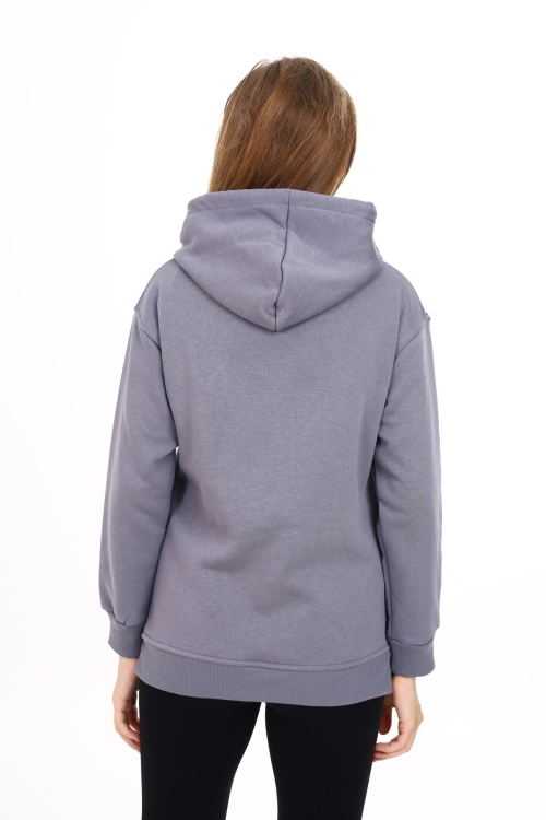 Kız Çocuk Tavşan Baskılı Kapüşonlu Sweatshirt Px872.7