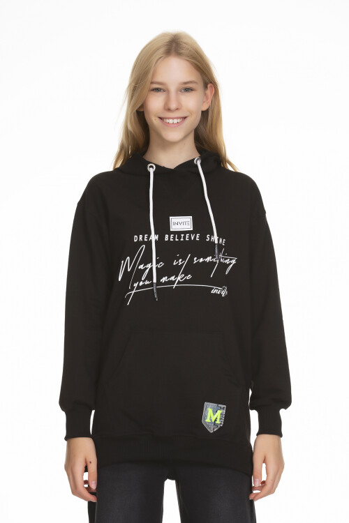 Kız Çocuk Kapüşonlu Yazı Baskılı Sweatshirt Px661.4