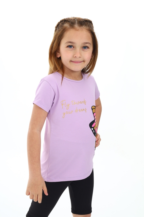Kız Çocuk Kelebek Baskılı T-Shirt Pz106.3