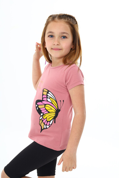Kız Çocuk Kelebek Baskılı T-Shirt Pz106.4