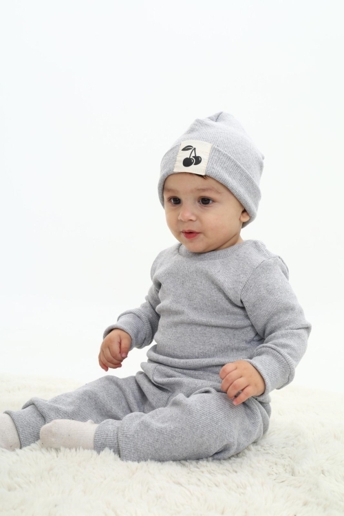 Erkek Bebek 3lü Takım (Şapka+Alt+Üst) 12128