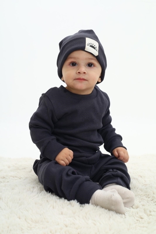 Erkek Bebek 3lü Takım (Şapka+Alt+Üst) 12128